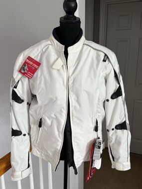 White Motorcycle Jacket with Black Accents